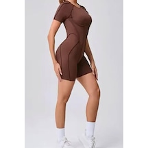 Sırtı Açık Jumpsuit - Kahverengi Kahverengi