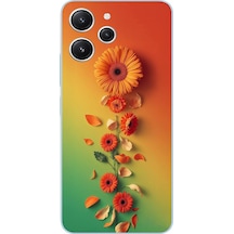 Redmi 12 Uyumlu Ayçiçeği Bükleleri Baskılı Silikon Kılıf Renkli