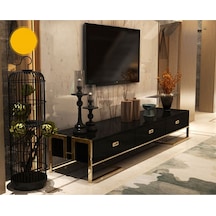 Barbara Gold Metal Siyah Tv Ünitesi