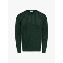 Only & Sons Onslouı Reg 12 Cabel Crew Knıt Noos Erkek Yeşil Kazak - Os22033762