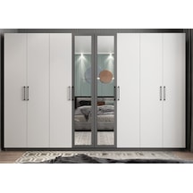 Padova 8 Kapaklı Dolap Gardırop Füme Beyaz