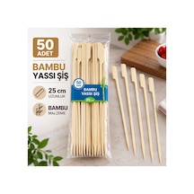 Yassı Çöp Şiş 25 Cm 50 Adet Bambu Şiş - 920925483
