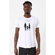 Clannad Anime After Story Beyaz Erkek Bisikletyaka Tshirt 001