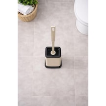 Silikon Tuvalet Fırçası Pratik Silikon Wc Klozet Fırçası Bej S-220 Açık Ahşap