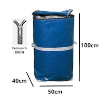 Ev-ış Branda Taşıma Çuvalı 50x40+100cm Fermuarlı Ve Cepli 170gr.tekstıl Çuvalı- Lacivert