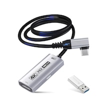 4k Hdmı Video Yakalama Kartı, Usb 3.0 Capture Card, 100w Pd Şarj Destekli, 90 Usb-c Kablolu, 4k 60 Fps Ve 1080p 240 Fps Destekli, Switch 2, Vr, Tablet, Pc Ve Mac Uyumlu