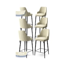 Canisa Enox Serisi 6 Adet Krem Sandalye Mutfak Bar Sandalyesi Babyface Kumaş Siyah Metal Ayak Sandalyeler Krem Ayaklar Siyah