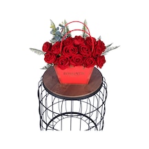 Yapay Çiçek Sitesi Yapay Çiçekli Romantic Çantalı Aranjman Model 10 Kırmızı