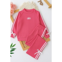 Kurdele Detaylı Alo Fitilli 2 Li Eşofman Takımı - 6/16 Yaş - 31506 Pembe