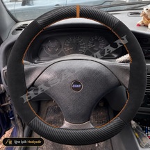 Fiat Marea Dikme Direksiyon Kılıfı Alcantara Süet Mat Karbon Taba Yüzük Ve Dikiş Hlx-spor 3 Kollu 1996-2002
