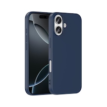 İphone 17 Uyumlu Lacivert Kadife İç Yüzeyli Silikon Telefon Kılıfı