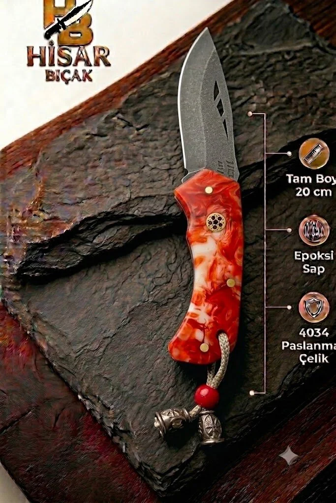 Püsküllü Epoksi Saplı Kamp Ve Doğa Ekipmanı Kırmızı