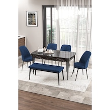 Masa Siyah Mermer Sandalye Ve Bench Lacivert