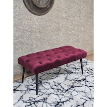 Zafir Siyah Boyalı Sivriltme Ayaklı 90 Cm Puf Bench - Puf - Bench - Kasalı Oturak - Oturak - Yatak Ucu Puf Bordo