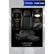 Yaris 2020 Uyumlu Premium Siyah Renk Lüks 2 Adet Minder Ve Yastık