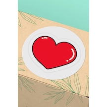 Kırmızı Kalp Desenli Kargo Paketleme Sticker Etiket 3x3cm St2102 Çok Renkli