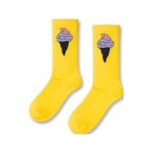 Carnaval Socks Sarı Dondurma Desenli Tenis Çorap Çok Renkli