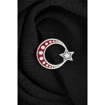 925 Ayar Gümüş Puantiyeli Ayyıldız Rozet -8058