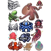 Ahtapot Sticker Set-11 13 Parça Telefon, Tablet, Defter, Laptop Sticker