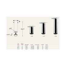 Siyah Metal Mobilya Ayağı, 42mm Çapında, 5cm Yükseklikte, 4 Adet Set 6395751
