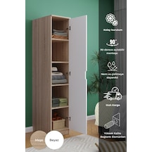 Lento 1 Kapaklı 5 Raflı Gardırop Beyaz Meşe Beyaz Meşe