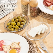 Paşabahçe 10356 6 Lı Oval Cam Sunum Servis Tabak Seti 17x13 Cm