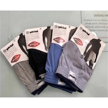 Yıldız 4'lü Paket Lüks Pamuklu Düz Renk Karışık Penye Boxer, Düğmeli Boxer Çok Renkli