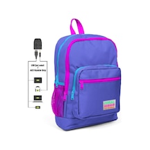 Kids Mavi Usb Şarjlı Kulaklık Çıkışlı Okul Sırt Çantası 23803 -