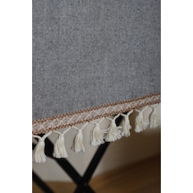 Dnc Home Tekstil Ndchome Keten Gri Antrasit Şeritli Ponpon Runner 150 X 45 Antrasit