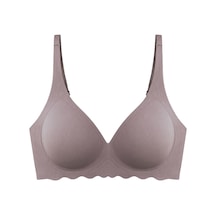 Cottonill Seamless Bra - Lumera Kahverengi Lazer Kesim Balensiz Rib Dokulu Dalga Kesim Dikişsiz Kadın Sütyen