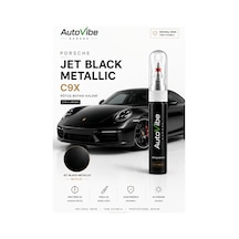 Porsche Jet Black Metallic C9x Rötuş Boya Kalemi 2'si 1 Arada Orijinal Renk Uyumlu
