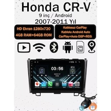 Honda Cr-v 2007-2011 Uyumlu 9 İnç Android Multimedya Ekran 4gb Ram 64gb Hafıza Kablosuz Carplay Android Auto 9"