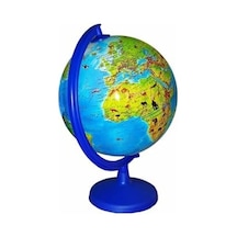 Dünya Küresi Fiziki Hayvanlı Işıksız 20 Cm Çap -30 Cm Yükseklik- Eğitci Yer Küre, Mavi