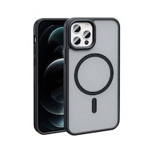 Zore İphone 12 Pro Kılıf Magsafe Şarj Özellikli Mat Arka Yüzey Nvth Sio Kapak-siyah