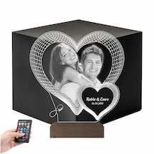 Luvivia Kalp Sevgiliye Hediye Fotoğraflı 3d Lamba - Masa Gece Lambası V19 Şeffaf