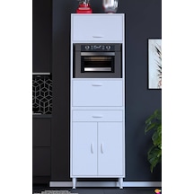 Sedef 60 Cm Fırın Ve Mikrodalga Dolabı Çift Kapaklı Çok Amaçlı Mutfak Kiler Dolabı 60x195x48 Cm Beyaz