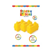 Stacky Bloxi Yapı Ustası 10 Parça Sarı İstiflenebilir Yapı Blokları Ve Saklama Kutusu 3+ Yaş