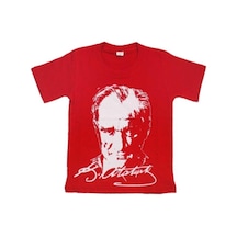 Cillop Butik Unisex Çocuk Atatürk Baskılı %100 Pamuk Tişört - 1983 - Kırmızı
