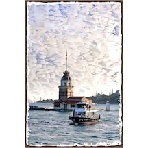 Kız Kulesi Retro Ahşap Poster Özel İstanbul Koleksiyonu -hbb Renkli - 143034150