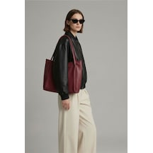 B&t Bujiteri B&t Kadın Bordo Büyük Boy Omuz Çantası Geniş Hacimli Tote Shopper Günlük Çanta Bordo Bordo