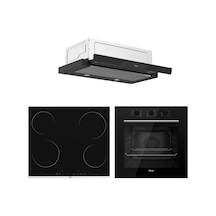 Elektrikli Aspiratörlü Siyah 3'lü  QBL62CS-MS261-D036 Ankastre Set