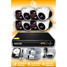 Elitcam 8 Kameralı Panda 4 İç Kamera Set 500 GB HDD Full HD Gece Görüşlü Güvenlik Kamerası Sistemi