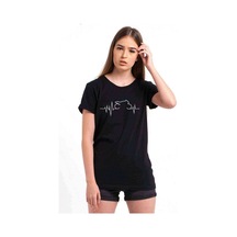 Ritim Motor Siyah Baskılı Siyah Kadın Tshirt