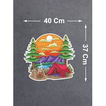 Kamp Avcı Doğa Manzara Sticker - 4x4 Off Road Kamp Camping Discover Adventure Sticker - Araba Oto Motosiklet Karavan Sticker - 02180 40x37 Cm