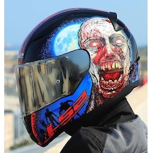 Ls2 Rapıd 2 Zombıe Fullface Motosiklet Kaskı Gri Camlı Kırmızı - Mavi