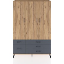 Hyperion Dolap 5 Raflı 5 Çekmeceli Tek Askılı 132x44x195 Çam-çam/antrasit Atlas Çam/antrasıt