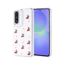 Zore Galaxy A36 Kılıf Airbag Tasarımlı Simli Şeffaf Nvth Kutup Kapak - Kiraz