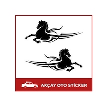 (2 Adet) Uçan At Sticker At Araç Sticker Zafer Oto Sticker