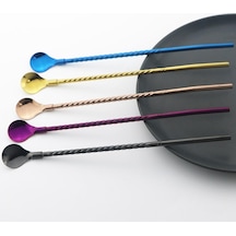 Çok Renkli 2 Adet/takım Siyah Yeniden Kullanılabilir Uzun Saman Kaşığı Renkli 304 Paslanma Çelik Pipetler Kepçe Bar Kaşık 56468886