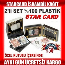 2 Deste Starcard Plastik Iskambil Oyun Kartı 2 Deste Bir Arada
